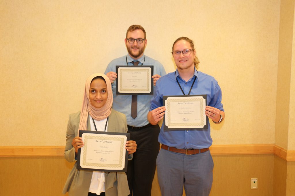 Gavin wins best poster award at the 5th Front Range Advanced Magnetics Symposium. Photo credit: Ron Goldfarb